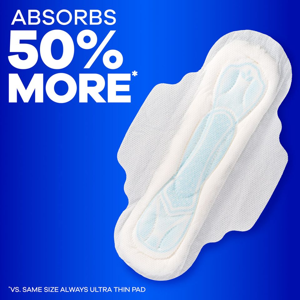 Always Maxi Size 2 Long Super Pads With Wings, Unscented