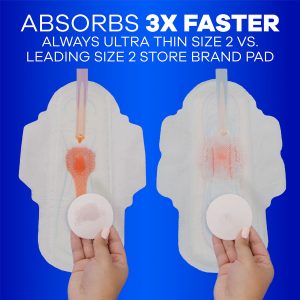 Always Ultra Thin Size 2 Long Super Pads With Wings, Unscented