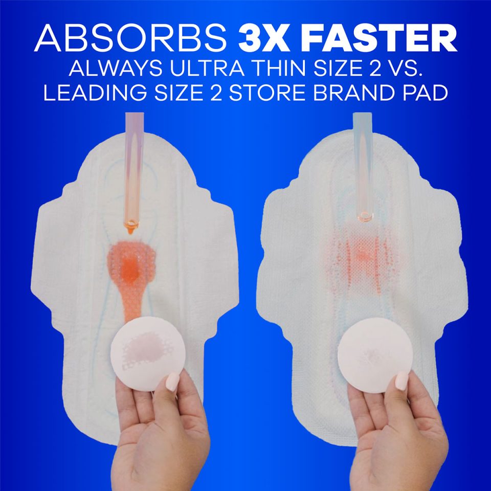 Always Ultra Thin Size 1 Regular Pads With Wings, Unscented