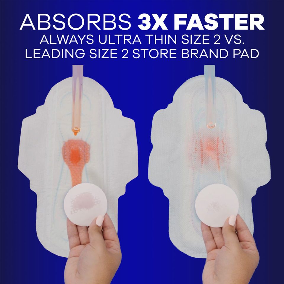 Always Ultra Thin Size 4 Overnight Pads With Wings, Unscented