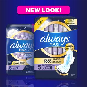 Always Maxi Size 5 Extra Heavy Overnight Pads with Wings, Unscented